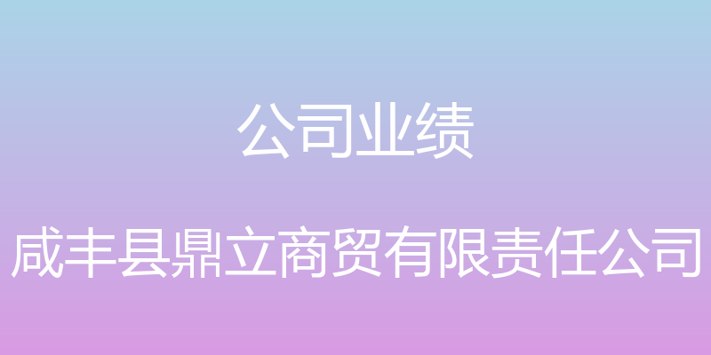 公司业绩 - 咸丰县鼎立商贸有限责任公司