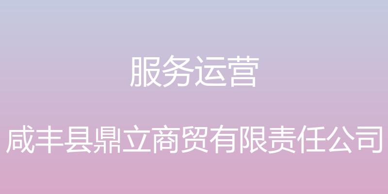 服务运营 - 咸丰县鼎立商贸有限责任公司